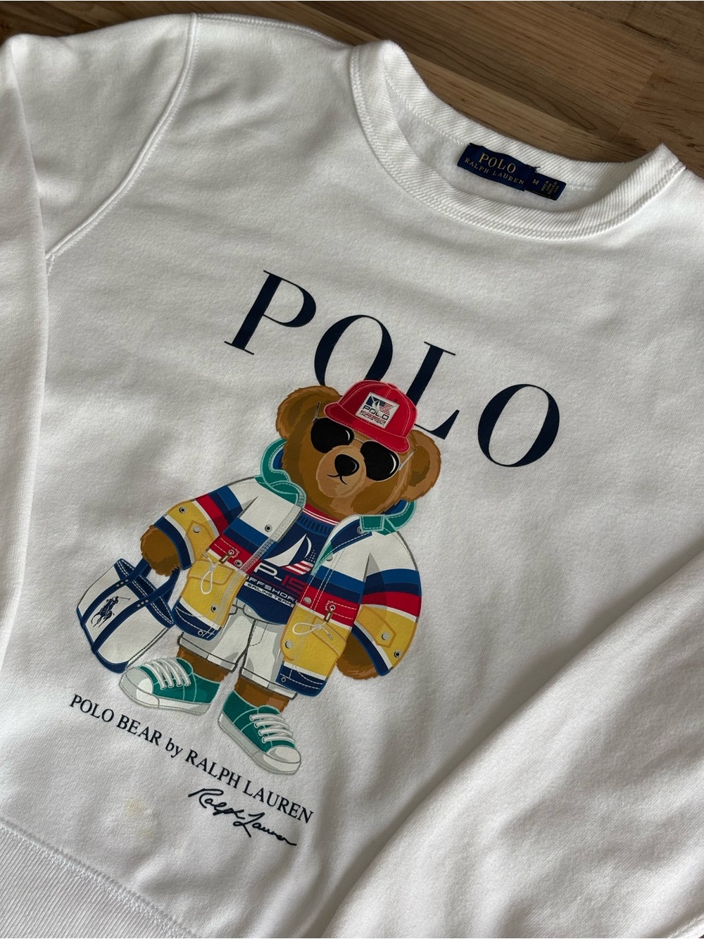 Polo Ralph Lauren CP-93 Offshore Sailing Bear Sweatshirt White M Nautical Preppy